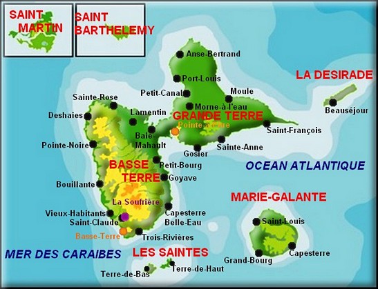 Carte de l'archipel de Guadeloupe