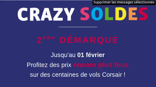 Crazy Soldes Corsair : promo billet d'avion