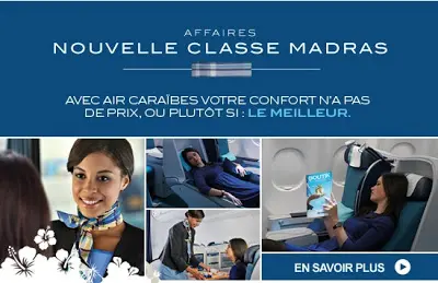 Classe Madras Air Caraibes , cabine premium affaire Air Caraibes