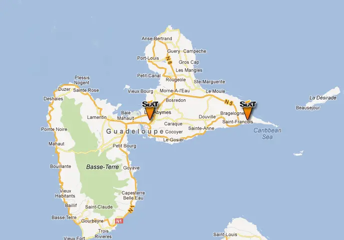 Location de voiture Sixt en Guadeloupe à l'aéroport de Pointe à Pitre à partir de 10 euros par jour