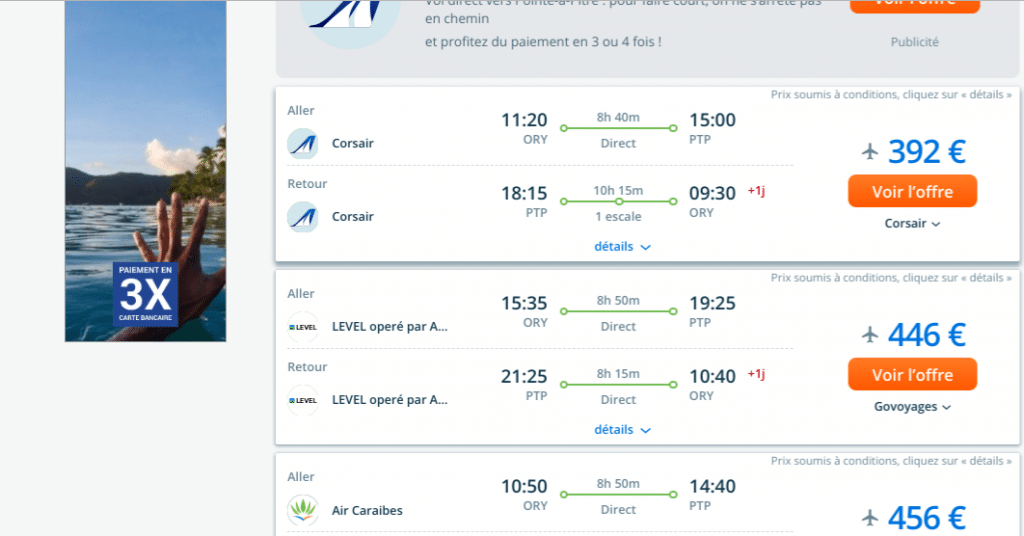 Vol Guadeloupe pas cher en Février 2021. Billet d'avion discount Paris Pointe a Pitre . 