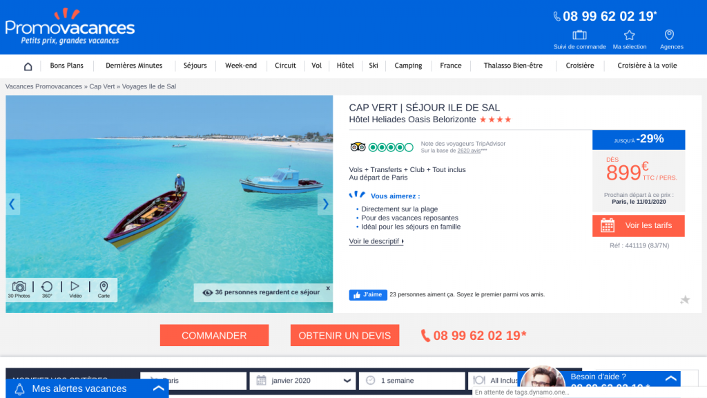 Offre promo voyage tout compris au Cap Vert avec promovacances. Séjour d'une semaine dans un hôtel 5 étoiles sur l'île de Sal à 899 euros.