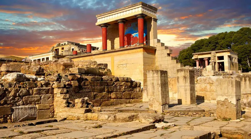 Palais de Cnossos dans l'île grecque de Crète. Site archéologique en Grèce.