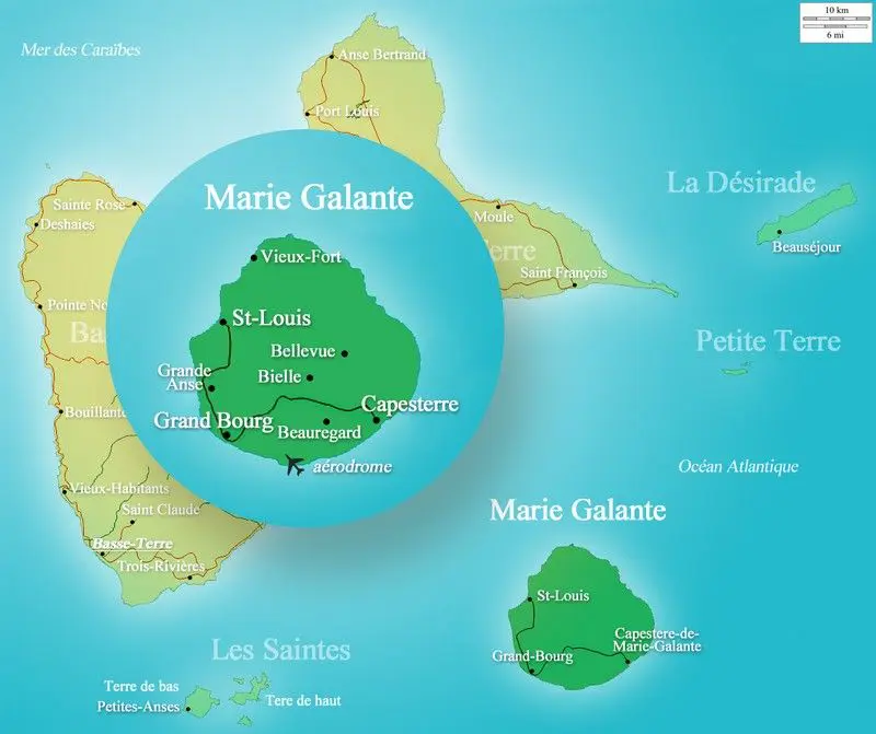 Carte de Marie Galante et de Guadeloupe