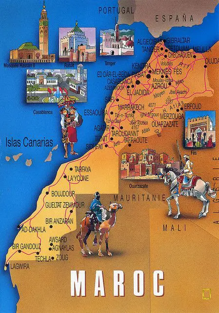 carte touristique du Maroc sur les lieux touristiques à visiter : où aller
