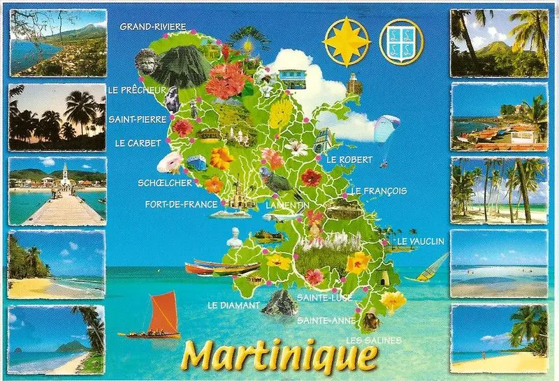 cCarte touristique de la Martinique sur les lieux à visiter