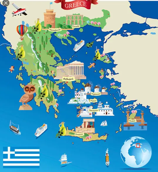 carte touristique de la Grèce pour savoir ou aller pendant son voyage