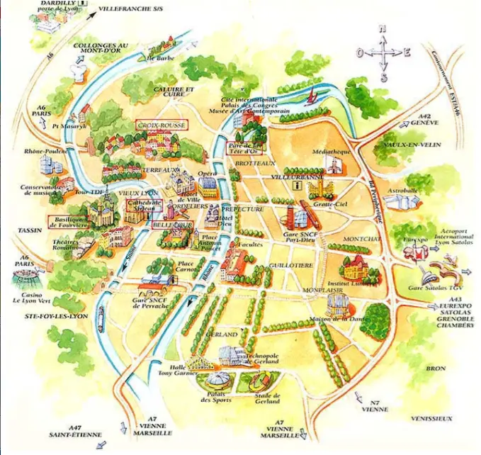 Carte touristique de Lyon : les lieux à visiter 