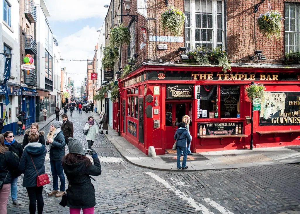 Quartier animé de Temple Bar à Dublin 