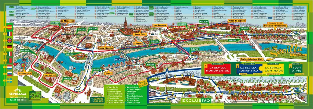 Carte touristique Seville, ce qu'il faut voir et visiter