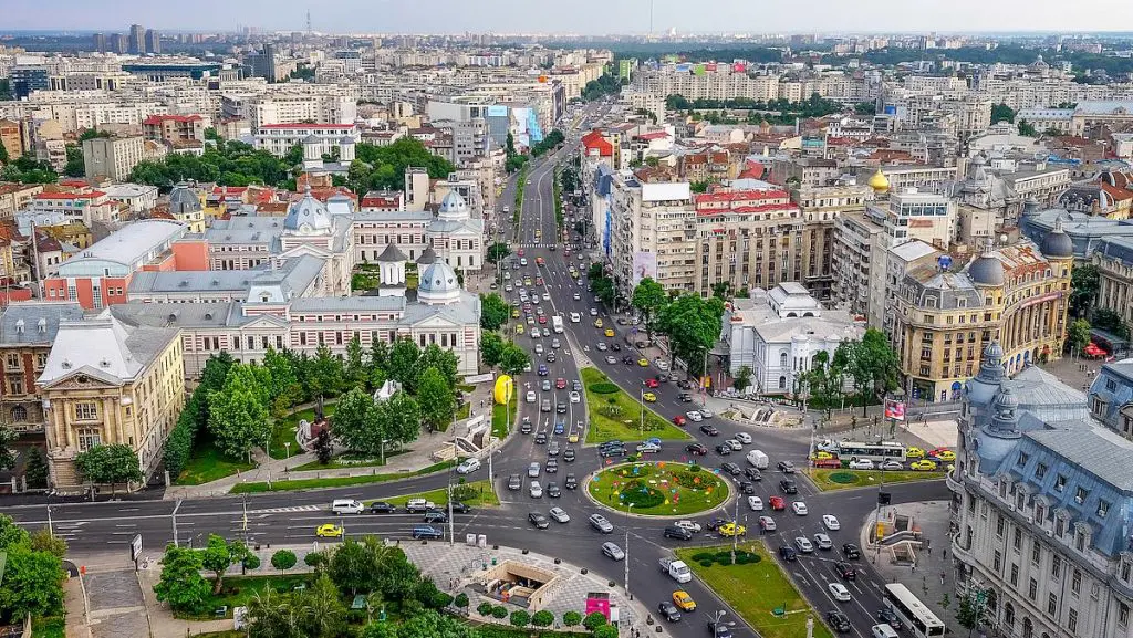 Vue aérienne de Bucarest, Roumanie