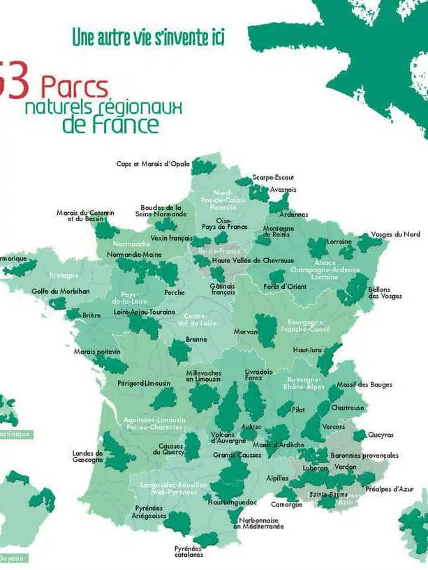 Carte des parcs régionaux et nationaux en France