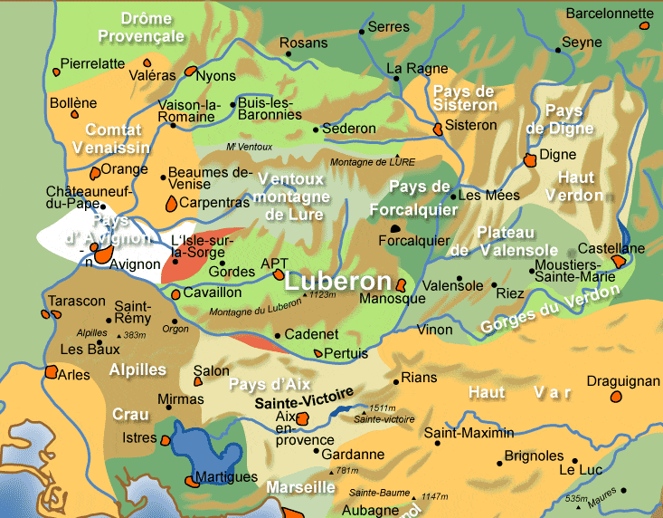 Carte de Luberon en Provence