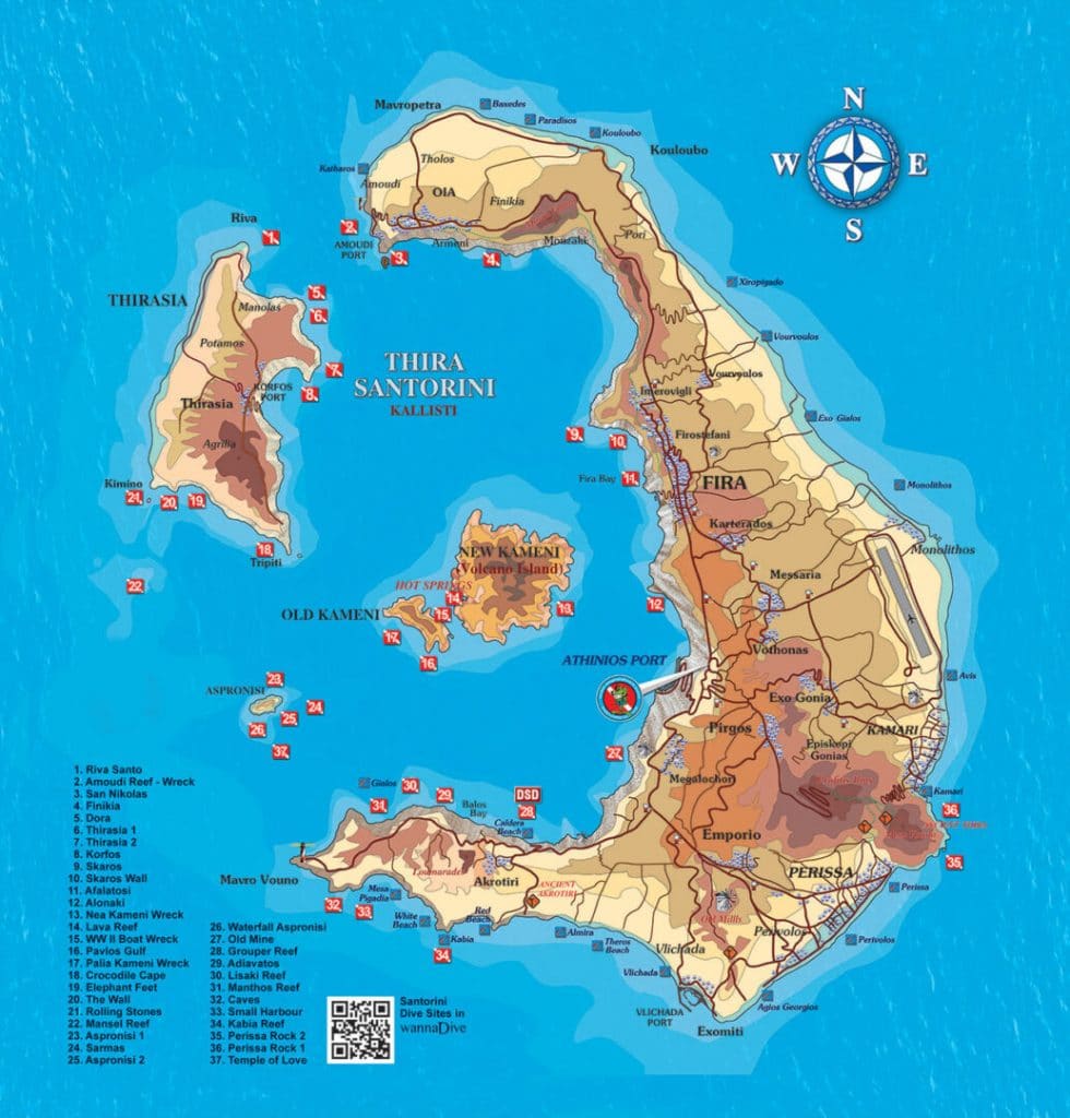 Santorin carte touristique