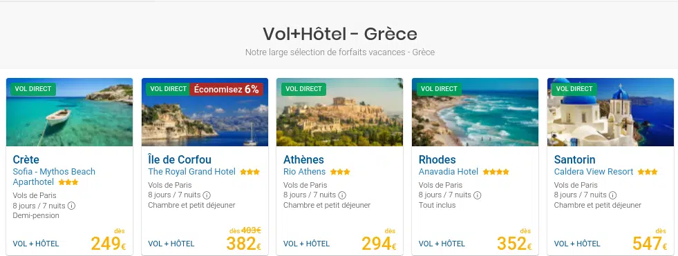 Comparer les prix des séjours en Grèce 
