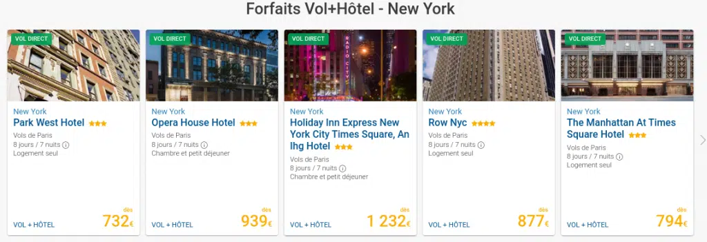 Forfait Vol Hotel New York 