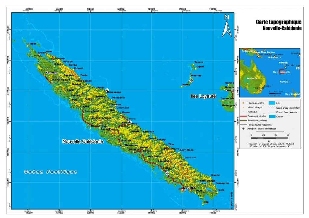 Nouvelle Calédonie :Carte Géographique