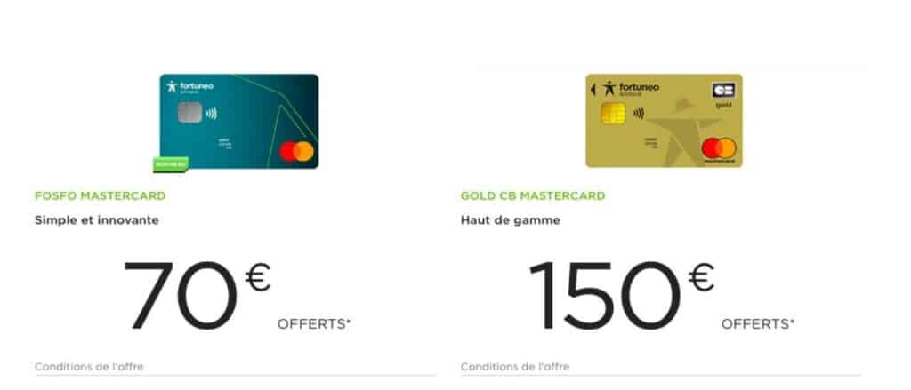 Fortunéo gagner de lragent avec banque en ligne : 150 euros offert à l'ouvert d'un compte bancaire
